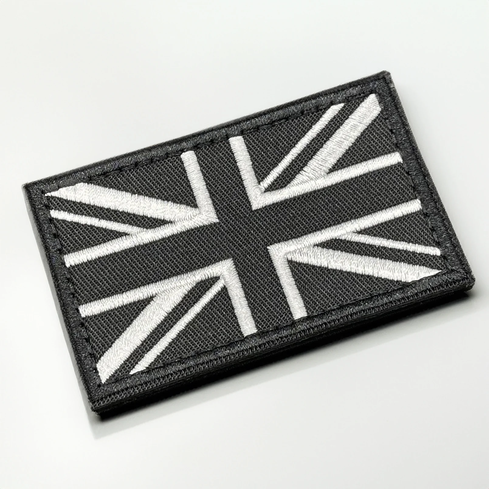 Black Embroidered Union Jack Patch, Hook & Loop, 8cm - Image 3
