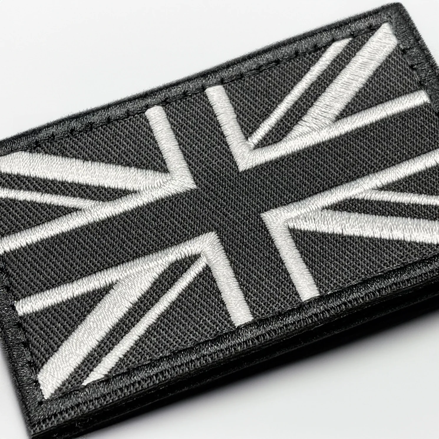 Black Embroidered Union Jack Patch, Hook & Loop, 8cm - Image 4
