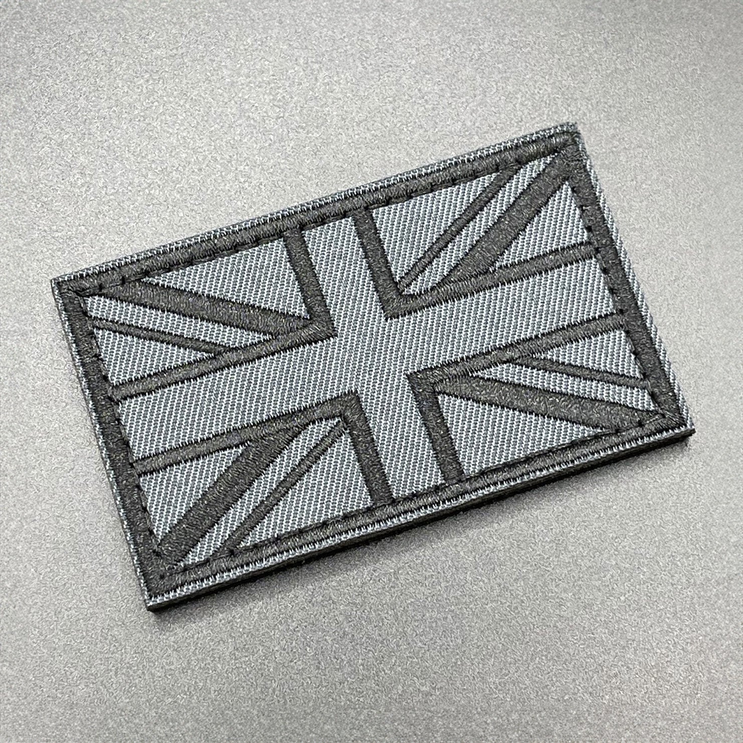 Grey Union Jack Patch, Hook & Loop, 8cm - Image 3