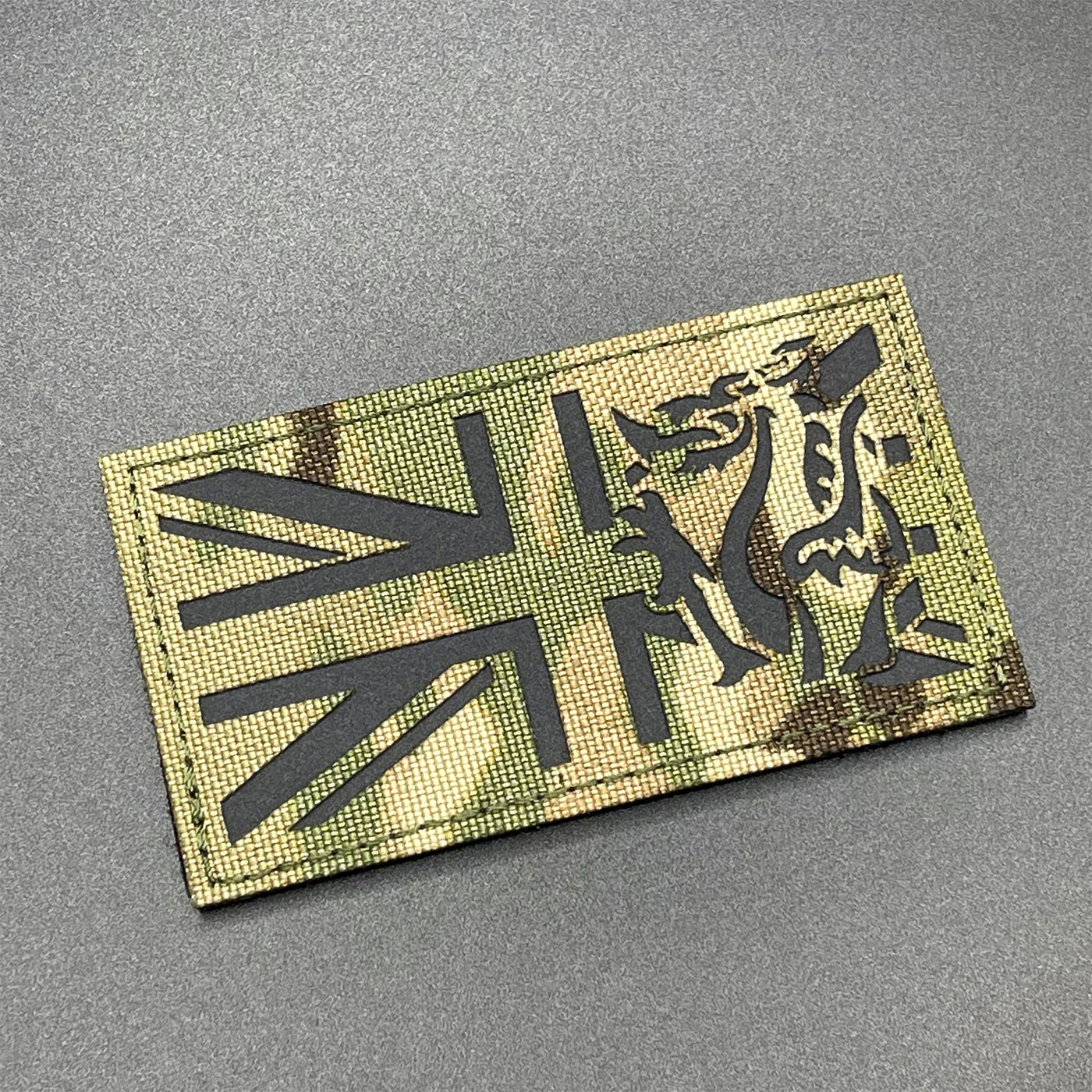 IR Union Jack with Welsh Dragon Patch, MTP Camo, Hook & Loop, 9cm - Image 3