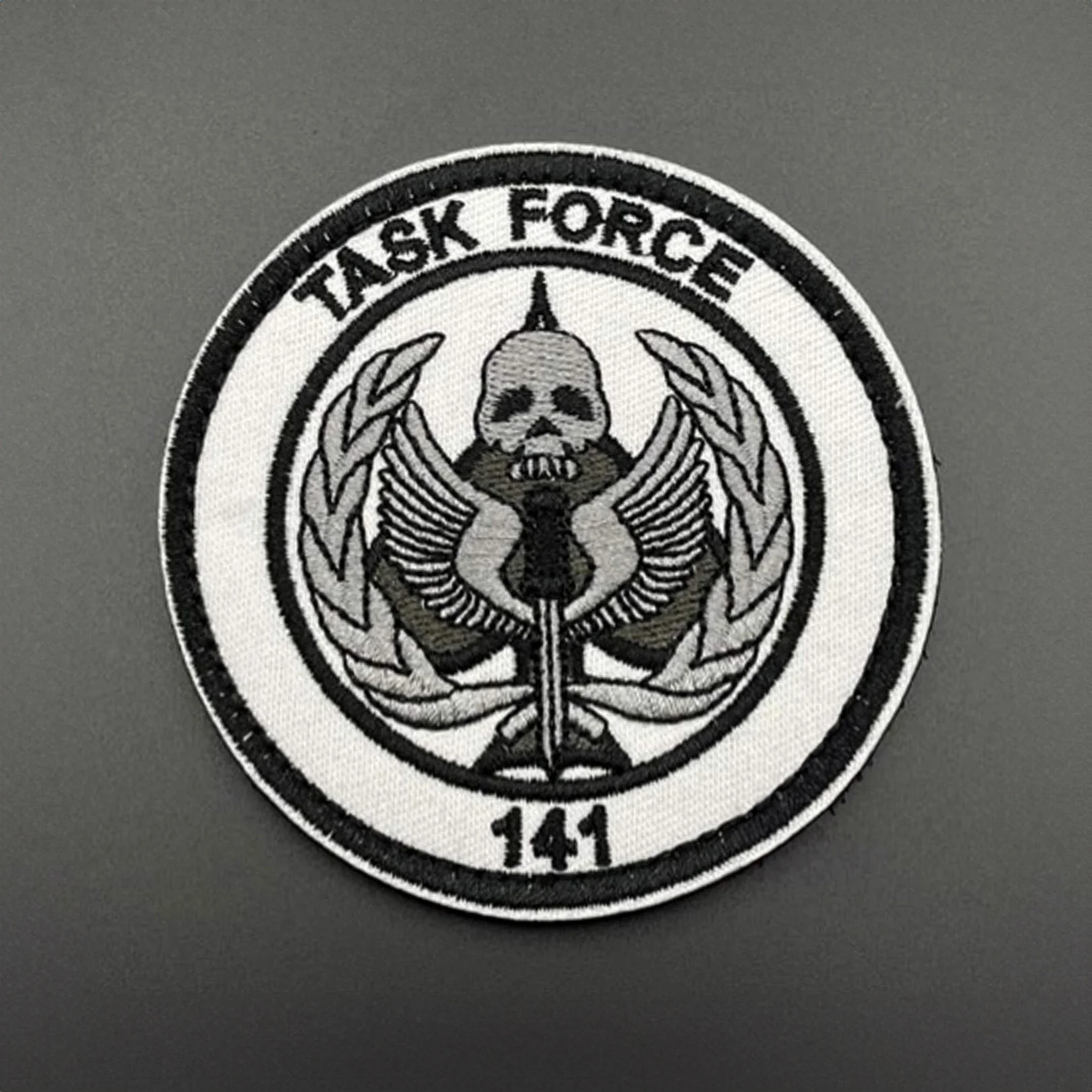 Task Force 141 Patch White, Hook & Loop, 8cm - Image 3