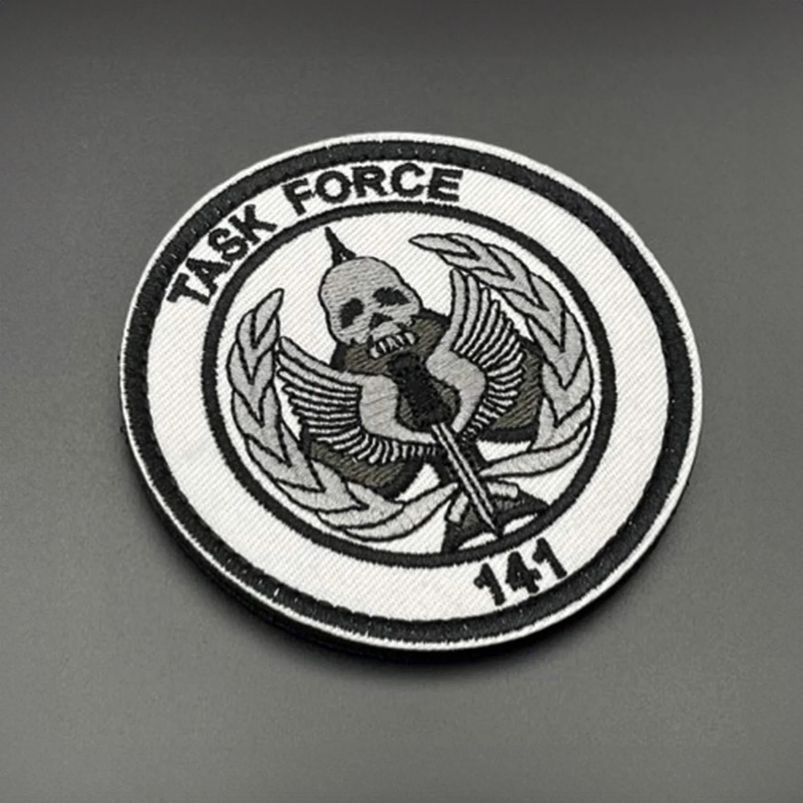 Task Force 141 Patch White, Hook & Loop, 8cm - Image 4